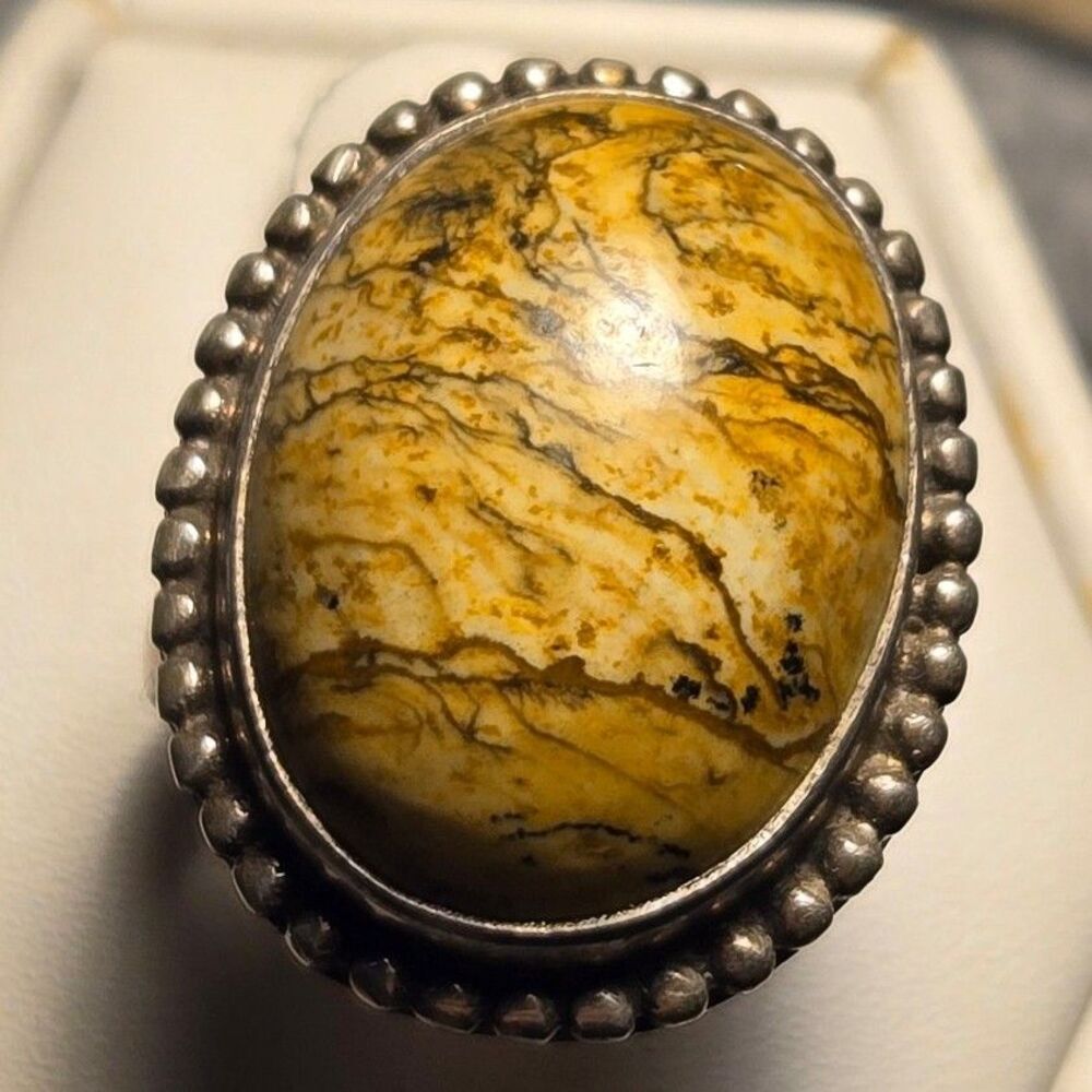 Large stone adjustable Vintage Sterling Silver Ring Sz 4